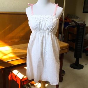 White Women’s Dress with Pink Ribbon Straps